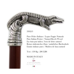 Cavagnini - Canne âgée élégante pour hommes, femmes, cérémonies, bois et étain - crocodile - Italie