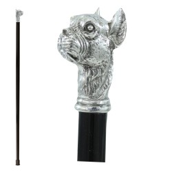 Cavagnini - Walking stick for elderly elegant boxer dog head - Wood and pewter handle - personalized